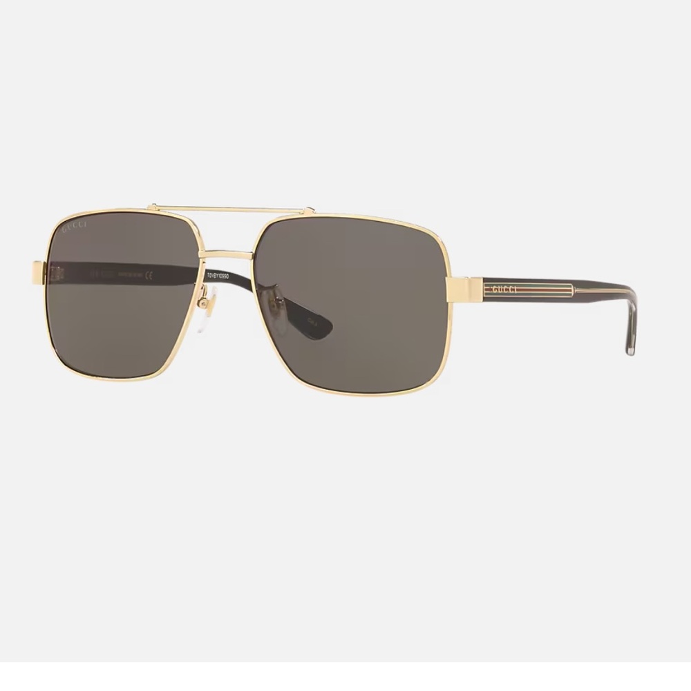 Gucci Gold and Black Rectangular Sunglasses